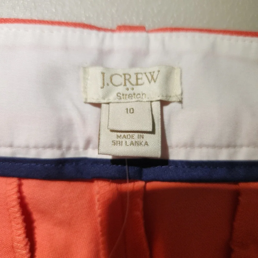 J. Crew Ankle Pants Orange Coral Stretch Cotton Professional 10